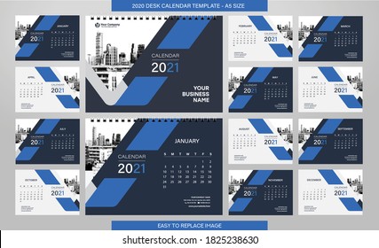 Desk Calendar 2021 Template 12 Months Stock Vector (Royalty Free ...