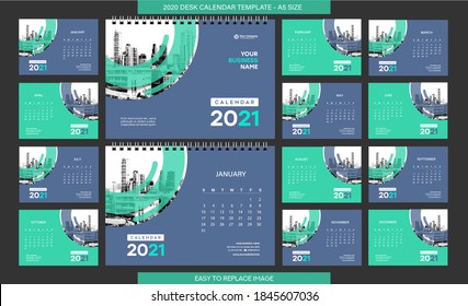 Desk Calendar 2020 Template 12 Months Stock Vector (Royalty Free ...