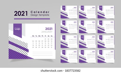 Desk Calendar 2021 in template