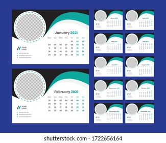desk calendar 2021 template design