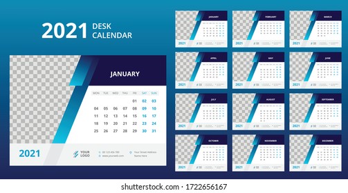 desk calendar 2021 template design