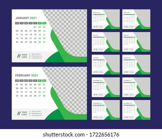 Schreibtischkalender 2021 Vorlage Design