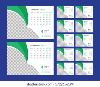 Schreibtischkalender 2021 Vorlage Design