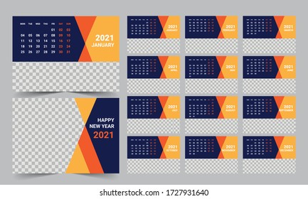 desk calendar 2021 template design