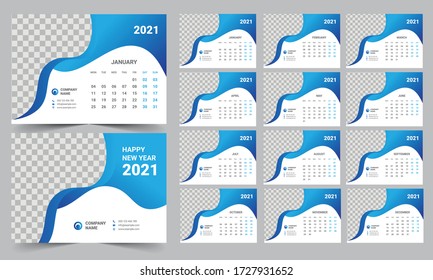 desk calendar 2021 template design