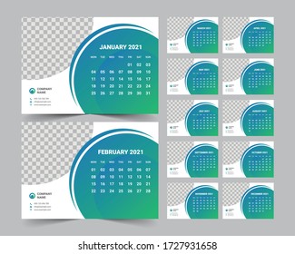 desk calendar 2021 template design