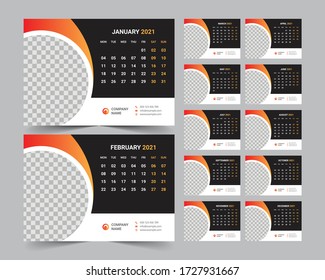 desk calendar 2021 template design