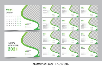 diseño de plantillas de calendario de escritorio 2021