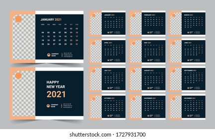 desk calendar 2021 template design