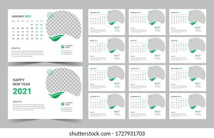 desk calendar 2021 template design