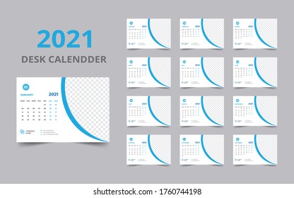 Desk Calendar 2021 template design vector