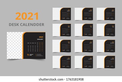 Desk Calendar 2021 template design 
