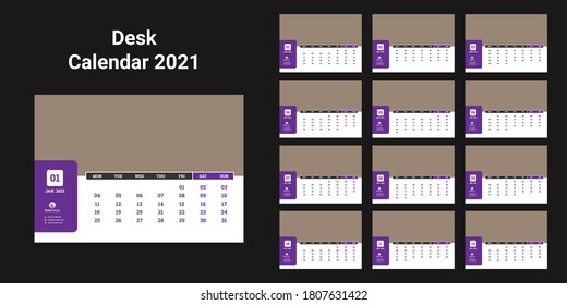 Desk Calendar 2021 Template Design