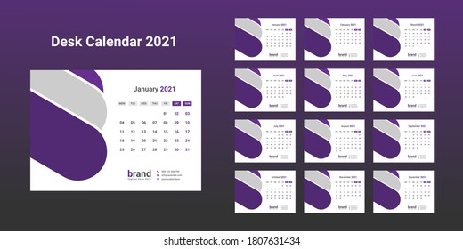 Desk Calendar 2021 Template Design