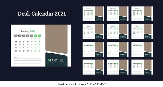 Desk Calendar 2021 Template Design