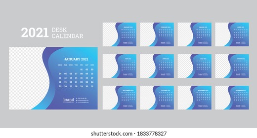 diseño de plantillas de calendario de escritorio 2021