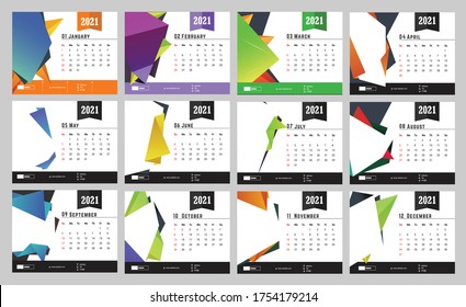 Desk Calendar 2021 Template, Editable 2021 Desk Calendar with Modern and Creative design