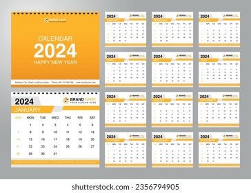 Schreibtisch Kalender 2021 Vorlage, professionelle Schreibtischkalender Design-Woche beginnt am Sonntag, CALENDAR