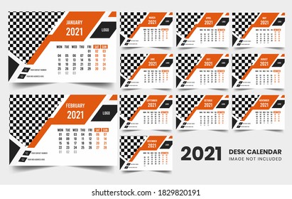 Desk calendar 2021 template. Calendar 2021. Week Desk Calendar. modern design 