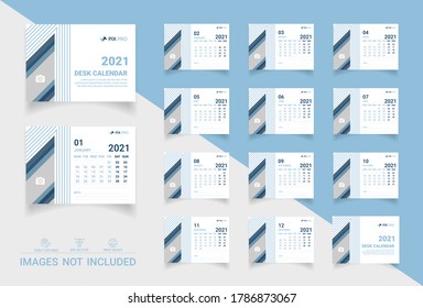 Plantilla vectorial del Calendario de Escritorio 2021