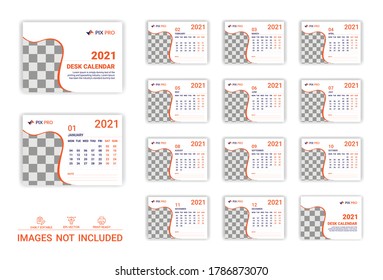 Desk Calendar 2021 vector template