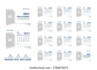 Plantilla vectorial del Calendario de Escritorio 2021