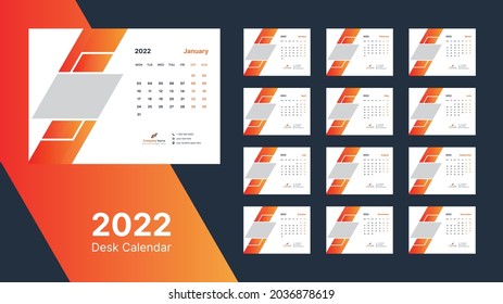 Desk Calendar 2022, Office Calendar 2022 Template Design