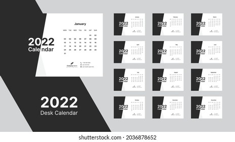 Desk Calendar 2022, Office Calendar 2022 Template Design