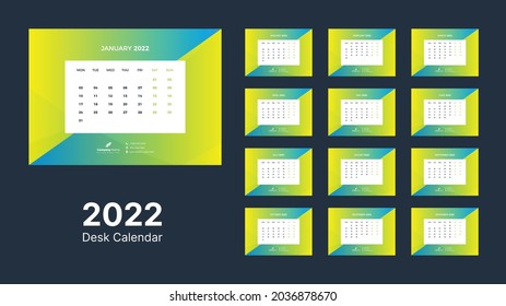 Desk Calendar 2022, Office Calendar 2022 Template Design