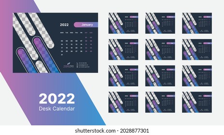 Desk Calendar 2022 Template Design, Kreativkalender 2022