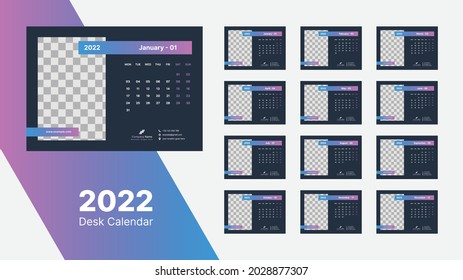 Desk Calendar 2022 Template Design, Creative Calendar 2022