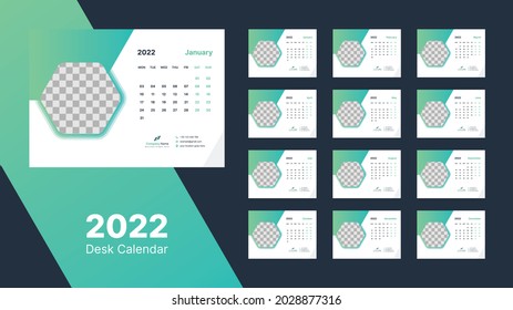 Desk Calendar 2022 Template Design, Creative Calendar 2022