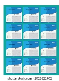 Desk Calendar 2022 Template, Editable 2022 Desk Calendar. Modern and Creative New year Calendar