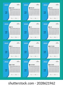 Desk Calendar 2022 Template, Editable 2022 Desk Calendar. Modern and Creative New year Calendar