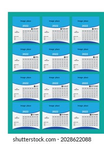 Plantilla de Calendario de Escritorio 2022, Calendario de Escritorio Editable 2022. Calendario de Año Nuevo moderno y creativo