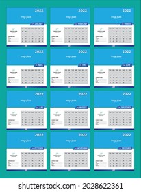 Schreibtischkalender 2022 Vorlage, Bearbeitbarer 2022-Desk-Kalender. Moderner und kreativer Neujahrskalender