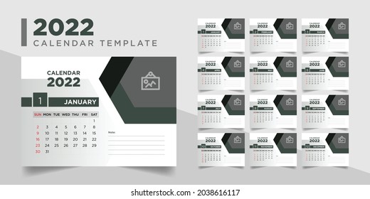 desk calendar 2022 template with place for photo, 2022 desk calendar template