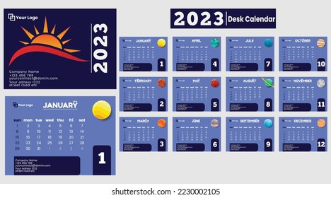 Desk calendar 2023, Desk calender design