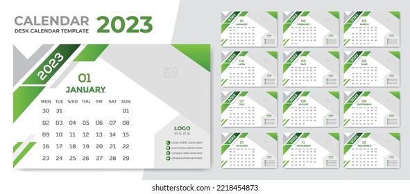 Plantilla de diseño creativo de calendario de escritorio 2023