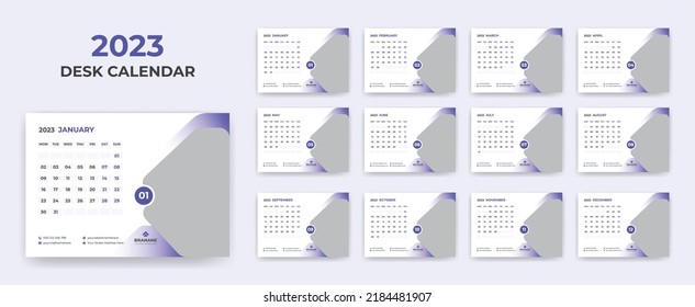 Desk Calendar 2023 Or  Monthly  Weekly Schedule New Year Calendar 2023 Design Template.