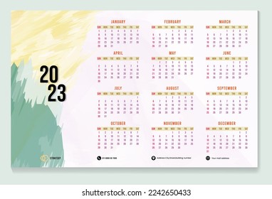 Desk calendar 2023 or monthly and weekly schedule new year calendar design template