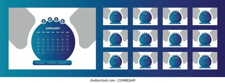 Diseño de plantillas de calendario de escritorio 2023