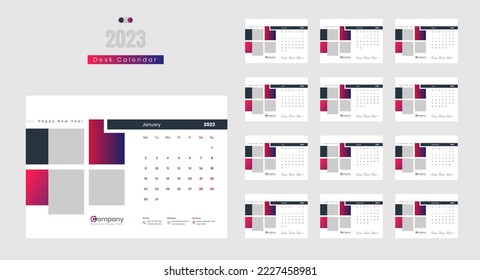 Desk Calendar 2023, Calendar 2023 Template Design