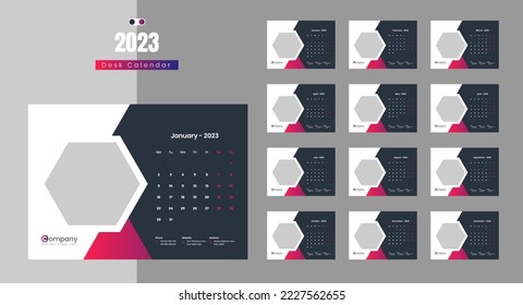 Desk Calendar 2023, Calendar 2023 Template Design