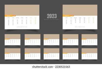 Desk Calendar 2023, Calendar 2023 Template Design