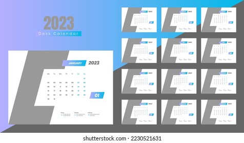 Desk Calendar 2023, Calendar 2023 Template Design