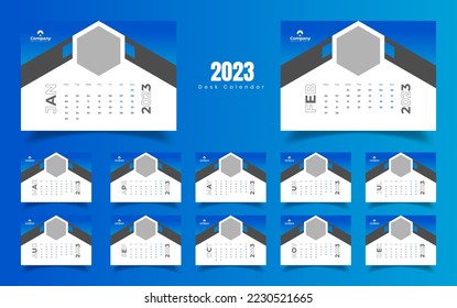 Calendario de Escritorio 2023, Diseño de plantillas de Calendario 2023