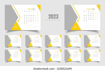 Desk Calendar 2023, Calendar 2023 Template Design