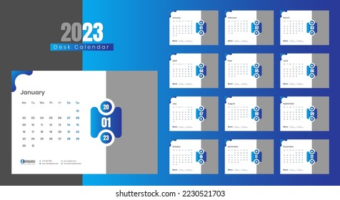 Desk Calendar 2023, Calendar 2023 Template Design