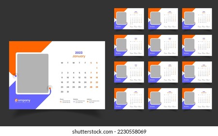 Desk Calendar 2023, Calendar 2023 Template Design